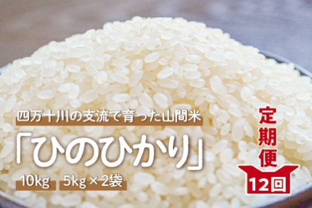 19-610.【定期便】山間米(ヒノヒカリ)10kg×12回お届け