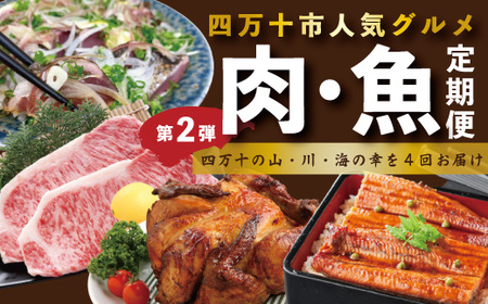 4ヵ月連続 定期便 四万十市 人気 魚介 & お肉 返礼品 第2弾 冷凍 4回 うなぎ 鰻 蒲焼 かつお 鰹 たたき 黒毛和牛 牛肉 肉 サーロイン ステーキ 特選 贅沢 グルメ ごちそう 高知 四万十 しまんと 鶏肉 チキン R7-846