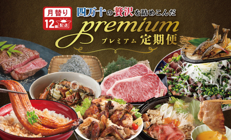 【12回定期便】四万十 の 贅沢 を詰め込んだ プレミアム 定期便 四万十市 高知 しまんと 鰹 かつお うなぎ 鰻 牛肉 和牛 小分け 四万十牛 じゃこ しらす 魚介 肉 鶏肉 鮎 天然鮎 豪華 2025-590