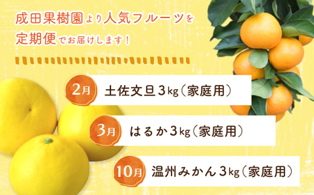 24-709．【3回定期便・早期受付・数量限定】＼人気フルーツを旬の時期にお届け！／成田果樹園のフルーツ定期便Aコース【配送時期：2025年2月・3月・10月】