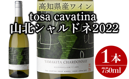 高知県産ワイン tosa cavatina 山北シャルドネ2022 (750ml×1本) - 白 辛口 お酒 さけ アルコール ボトル 瓶 ギフト 送料無料 高知県 香南市 冷蔵 iw-0004