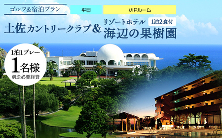 【ゴルフ&宿泊プラン】土佐カントリークラブ(平日)&リゾートホテル海辺の果樹園 1泊2食付(VIPルーム) hj-0007