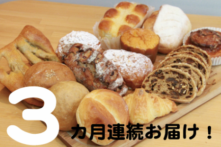 国産小麦とバターを使った パンいろいろ詰合せ3回 C-139
