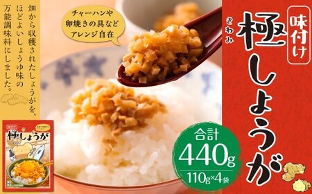 味付け 極しょうが 110g×4袋 計440g ふりかけ ご飯のお供 酢しょうが おかず生姜 