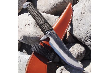 土佐打刃物 アウトドアナイフ 黒打ちロープ巻10cm
