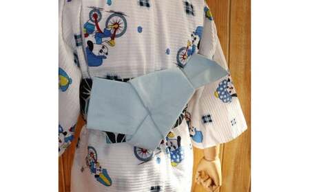 帯 (patipati) 子ども甚平用 角帯 麻の葉ブルー おび 和装 和服 小物