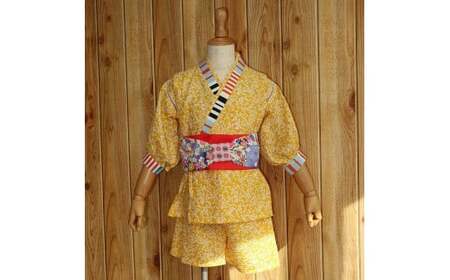 帯 （patipati） 子ども甚平用 飾り帯 オレンジ おび 和装 和服 小物