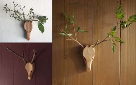 オーチョキャンプ】壁掛けオブジェ シカ 鹿 オブジェ クルミ材 | 高知