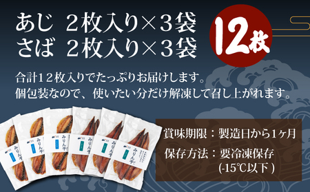 味醂干し さば・あじセット 12枚 高知県 東洋町 送料無料