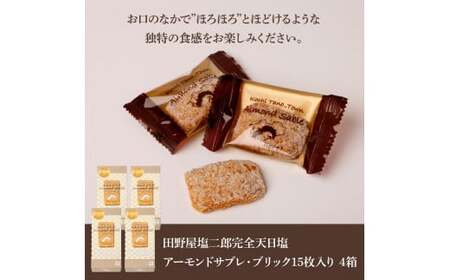 ★田野屋塩二郎完全天日塩★ アーモンドサブレ・ブリック 15個入り×4箱 