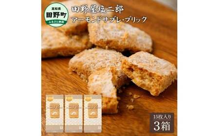 ★田野屋塩二郎完全天日塩★ アーモンドサブレ・ブリック 15個入り×3箱