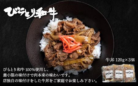 【12/24まで年内発送】びらとり和牛ハンバーグ180g3枚・牛丼120g3個セット オリジナルソース付 BRTB032