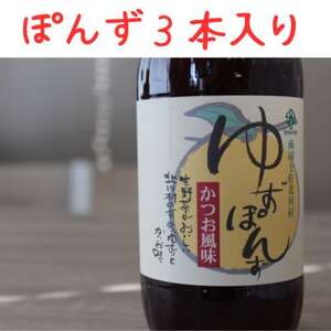 北川村の柚子果汁使用　池田柚華園のゆずぽんず500ml　3本【池田柚華園】【1508039】