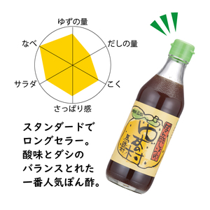 ゆずの村 ぽん酢/360ml×3本×3回コース 定期便 調味料 ゆず 柚子 ゆずポン酢 ドレッシング 鍋 水炊き 焼き肉のたれ 高知県 馬路村 【514】