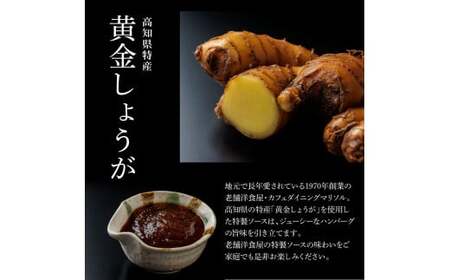 生姜好きにオススメ！老舗レストランの国産牛と美鮮豚ハンバーグ130g×4ケ＋黄金しょうがソース×2袋 ハンバーグ セット 10000円 牛肉 豚肉 和牛 美味しい おいしい 小分けパック 個包装 冷凍 食品