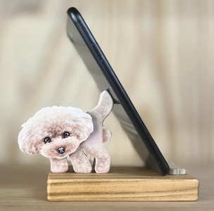【ふるさと納税】【トイプードル】＜犬のスマホスタンド ＞木工品 木工房ゆうむ インテリア グッズ 置物 木製のスマートフォン スタンド オブジェ 雑貨 グッズ 携帯置き 君は放物線を見たか？ トイプードル ポメラニアン 柴犬 フレンチブルドッグ アニマル 動物 わんこ