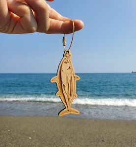 【 カツオ・ゴールド】11種から選べる ヒノキ薫る 魚のウッドキーホルダー