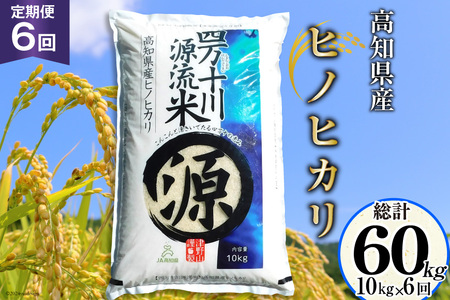 全6回 定期便 米 四万十川源流米・精米 10kg×6回 計60kg [JA高知県高西営農経済センター津野山経済課 高知県 津野町 26ah0010] お米 こめ おこめ 定期 毎月