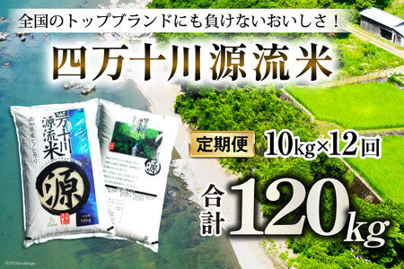 全12回 定期便 米 四万十川源流米・精米 10kg×12回 計120kg [JA高知県高西営農経済センター津野山経済課 高知県 津野町 26ah0011] お米 こめ おこめ 定期 毎月