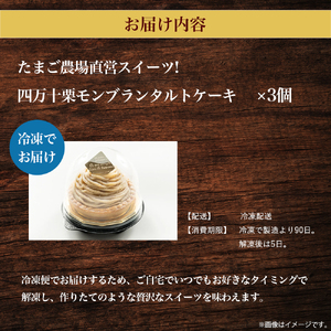 たまご農場直営スイーツ!四万十栗のモンブラン　3個入り／Gbn-52 モンブランタルト 和栗 ギフト ケーキ