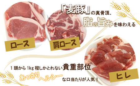 平野協同畜産の「麦豚」　3種のとんかつ肉セット　ロース　肩ロース　ヒレ／Ahc-12