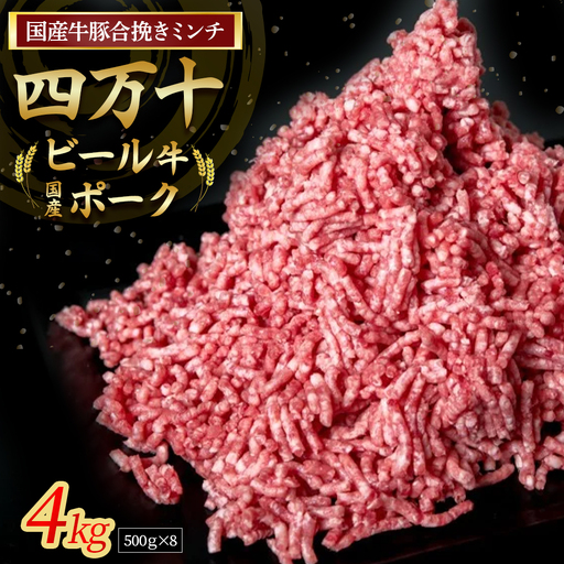 【数量限定】国産の牛肉と豚肉をミンチした合挽肉 4kg（500g×8パック）Asz-A46 ミンチ ひき肉 国産 挽肉 ハンバーグ