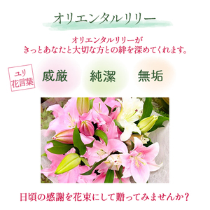 日頃の感謝を「花束」で、オリエンタルリリー【秀品5本】 誕生日 植物 フラワー ギフト プレゼント/Osy-02