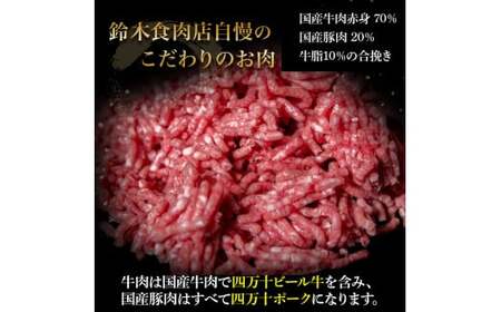 国産牛肉・豚肉の合挽肉 1kg（500g×2） 国産 牛肉 豚肉 ミンチ 合挽肉 小分け 冷凍 四万十ポーク ハンバーグ 人気 ／Asz-A14