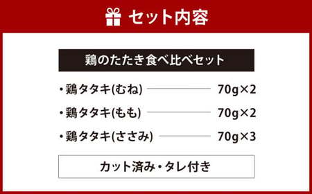 【北九州名物ぶつ切りタタキ】鶏のたたき 食べ比べセット タレ付き  490g