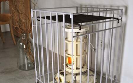 【ミスティグレー】 カラーストーブガード Lサイズ （ アラジン ／ トヨトミ ／コロナストーブ 対応 ） ストーブ 石油ストーブ 柵 ストーブ柵 ストーブフェンス フェンス ガード 安全対策用品 コンパクト 折りたたみ