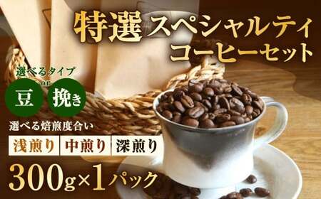 【あつみ珈琲】 特選スペシャルティコーヒーセット （浅煎り／中煎り／深煎り）（豆／挽き） お任せ 計300g コーヒー 珈琲