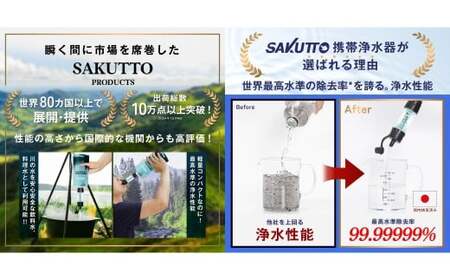 SAKUTTO 携帯浄水器 3個セット 防災グッズ 日本正規品 浄水器 災害対策 防災 アウトドア 福岡県 北九州市