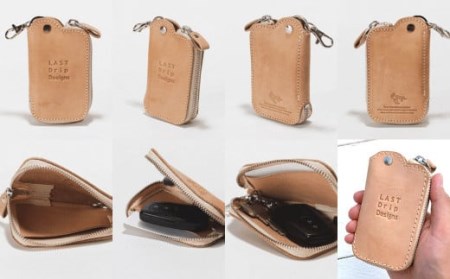 【牛革】 免許証も入る J字ZIP キーケース (ワイド) レザー ヌメ革