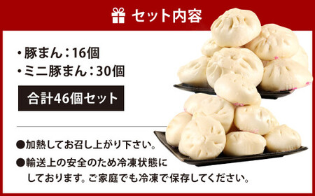 揚子江 特製 総重量5kg超え！ "極"満足 セット (豚まん×16個、ミニ豚まん×30個) 人気 の 豚まん 驚愕の計46個！！ 2種類 食べくらべ 中華 点心 中華まん おやつ 惣菜 ブタまん 【配達日指定可能】
