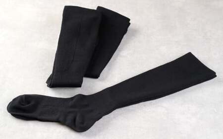 【24-27cm】着圧 先丸 ハイソックス Mサイズ 2足組 (ブラック) 靴下 足のむくみや立ち仕事に最適！