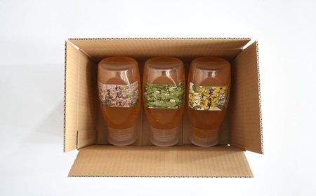 国産純粋完熟はちみつ3種セット(れんげ･ホワイトクローバー･黄金草)ご家庭用計1.5kg[16-1320]