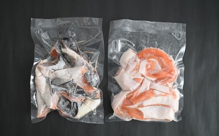 北海道日高産「チェリーサーモン」カマ＆ハラス(各500g)セット[01-1542]