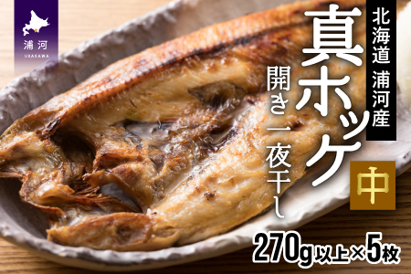 漁協直送！開き真ホッケ一夜干し(中)270g以上×5枚 [02-791]