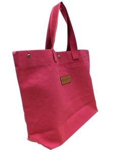 【福岡市の縫製工場オリジナルブランド　OKUNIYA】本革ネーム（ヌメ） トートバッグ　ピンク（Lサイズ）