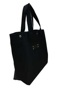 【福岡市の縫製工場オリジナルブランド　OKUNIYA】本革ネーム（ブラック） トートバッグ　ブラック（Mサイズ）