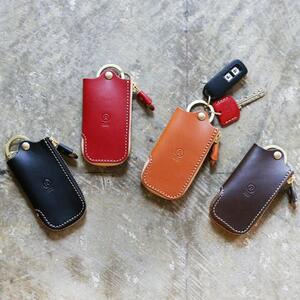 レザーZIPキーケース<キャメル>【福岡市内製造】