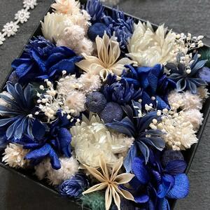 青と白のお花を集めたドライフラワーボックス/Sサイズ(福岡市)