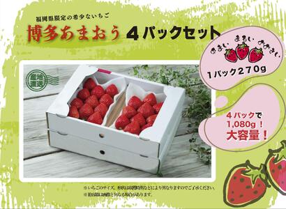 いちごの王様 福岡名産あまおう 約270g×4パック 計約1,080g <2026年2月以降発送>