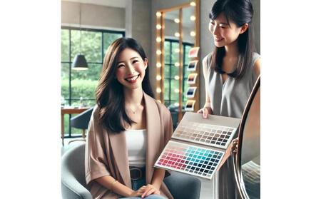 [貴方の魅力を引き立てるパーソナルカラー診断]と[福岡ならではの伝統美、博多織を使った楽しい着付け体験]2つを体験するスペシャルなプラン！(トータル約２時間３０分)