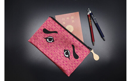 博多織にわかポーチ（ピンク）Ｗ約21cm×Ｈ約13cm