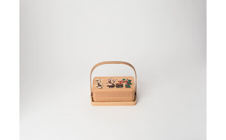 【福岡市の伝統産業支援施策「福岡伝統産業オープンイノベーション事業」で福岡の伝統工芸の魅力PR品として開発】博多曲物　2段重かご付 菅原伝授手習鑑