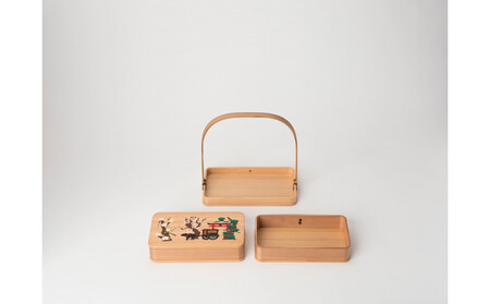 【福岡市の伝統産業支援施策「福岡伝統産業オープンイノベーション事業」で福岡の伝統工芸の魅力PR品として開発】博多曲物　2段重かご付 菅原伝授手習鑑