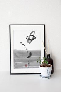 福岡市ゆかりの墨象作品《流紋》原画(A3額装)/「結びゆくものたち」三部作より