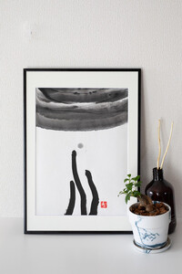 福岡市ゆかりの墨象作品《三魂》原画(A3額装)/「結びゆくものたち」三部作より