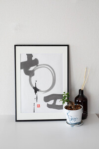 福岡市ゆかりの墨象作品《淡環》原画（A3額装）／「風と街と、心のかたち」シリーズより